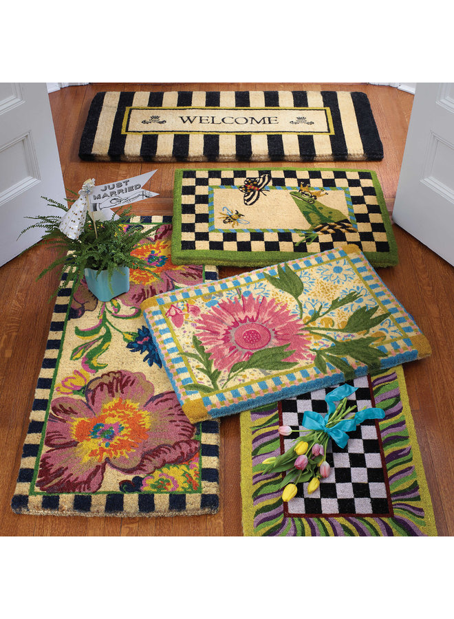 Awning Stripe Double Door Mat ivory & birch