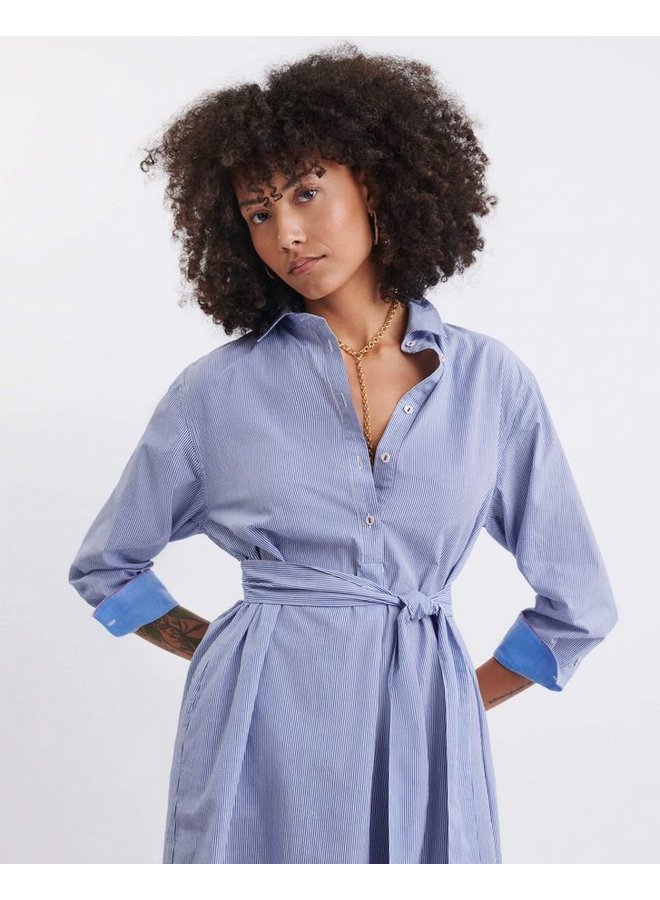 Essential Shirt Dress - Blue Striped
