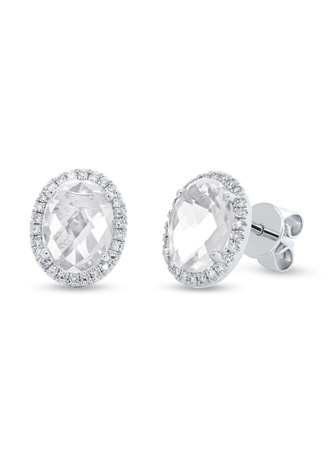 14KWG Diamond (0.14ct) & White Topaz Earring