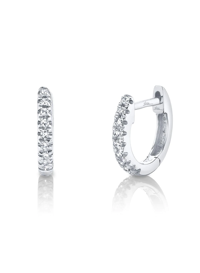 14K White Gold and Diamond Baby Huggie Earrings (.04ct)