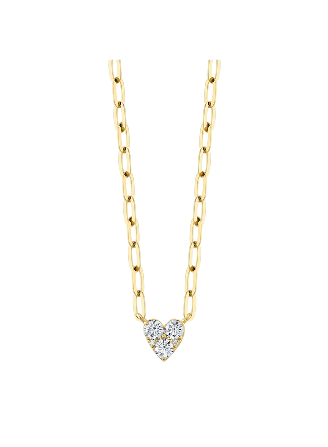 14KYG Diamond Heart Paperclip Link Necklace (0.41ct)