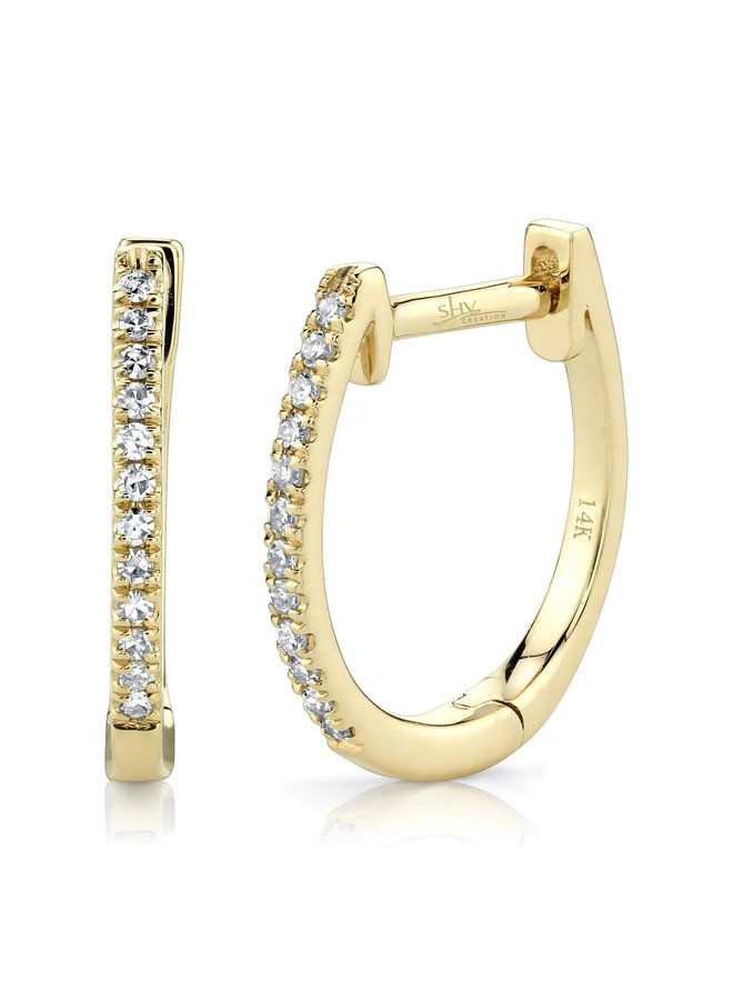 14K Yellow Gold and Diamond Huggie (.08ct)