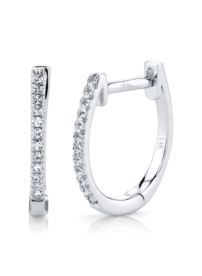 14K White Gold and Diamond Huggie (.08ct)