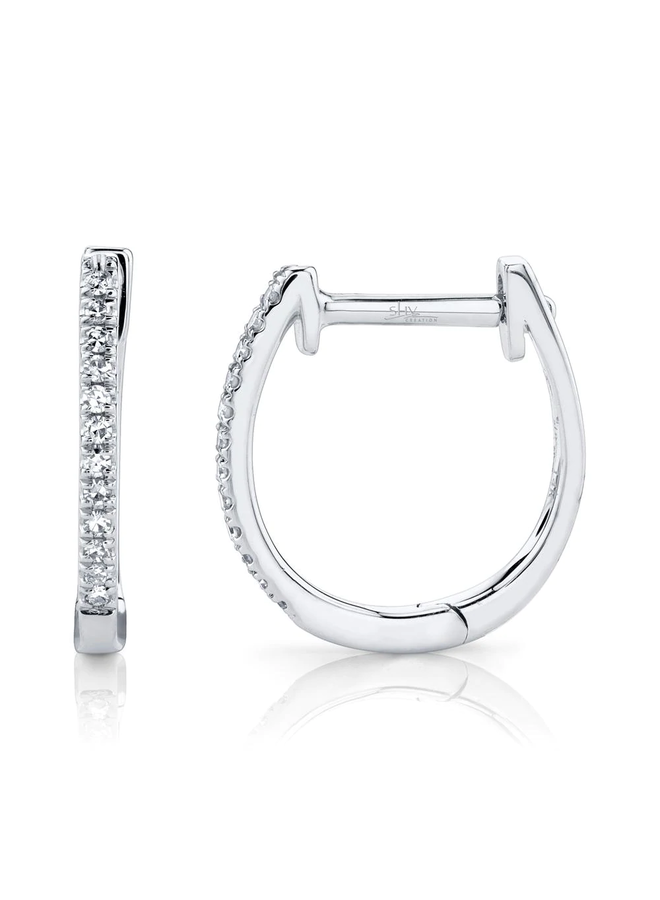 14K White Gold and Diamond Huggie (.08ct)