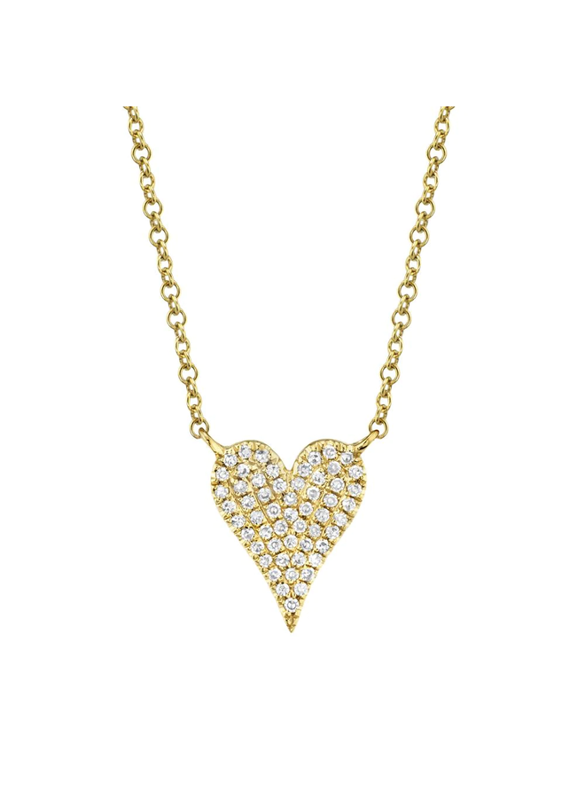 14K Yellow Gold and Diamond Heart Necklace  (.11ct)
