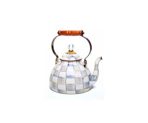 Sterling Check Enamel Tea Kettle - 3 QT - ivory & birch