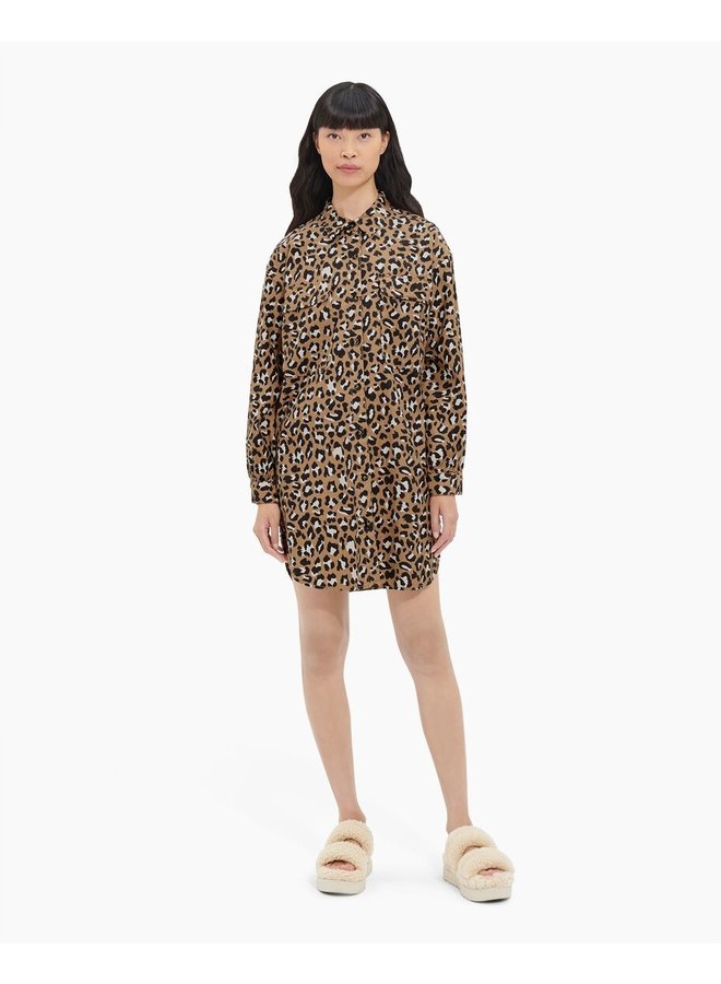 Addley Oversized Shirt Dress- Leopard Print