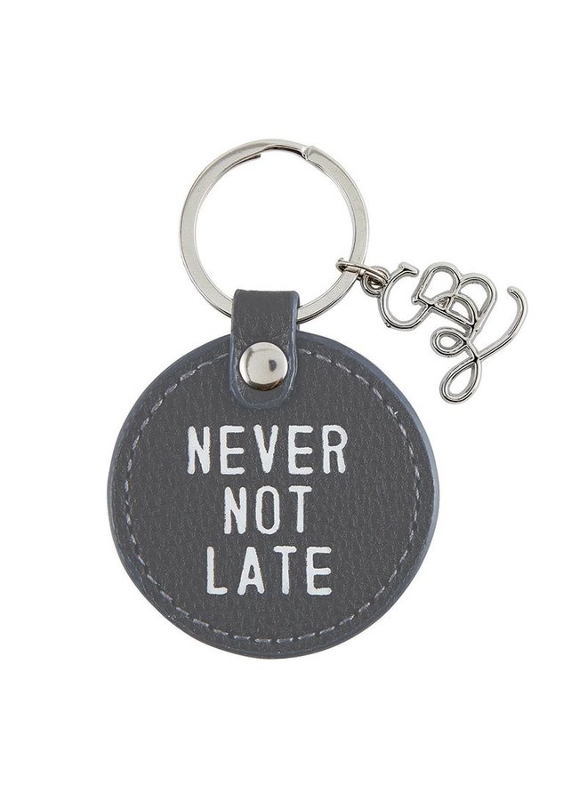 Leather Key Tag - Never Not Late