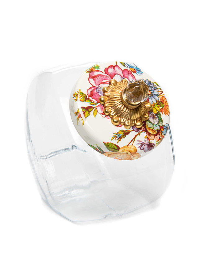 Sweets Jar with Flower Market Enamel Lid - White
