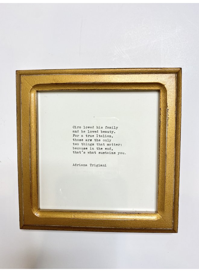 Adriana Trigiani Handtyped & Signed Framed Quote