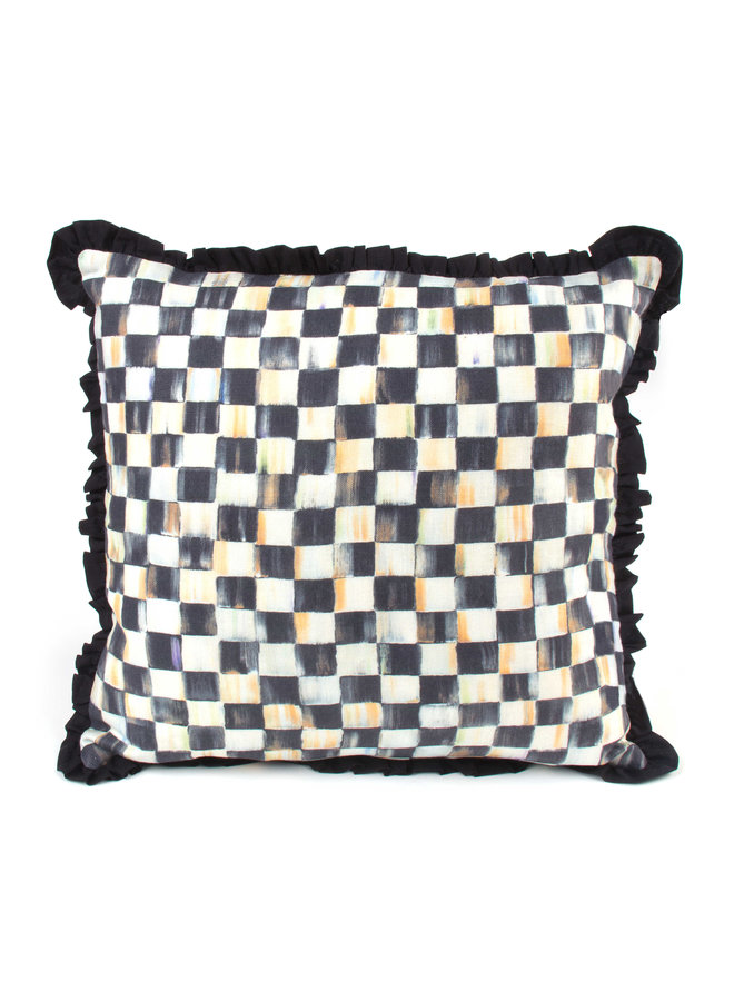 Courtly Check Ruffled Square Pillow