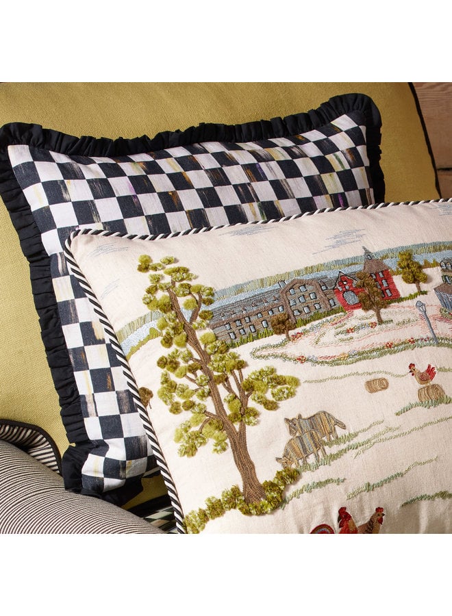 Courtly Check Ruffled Square Pillow