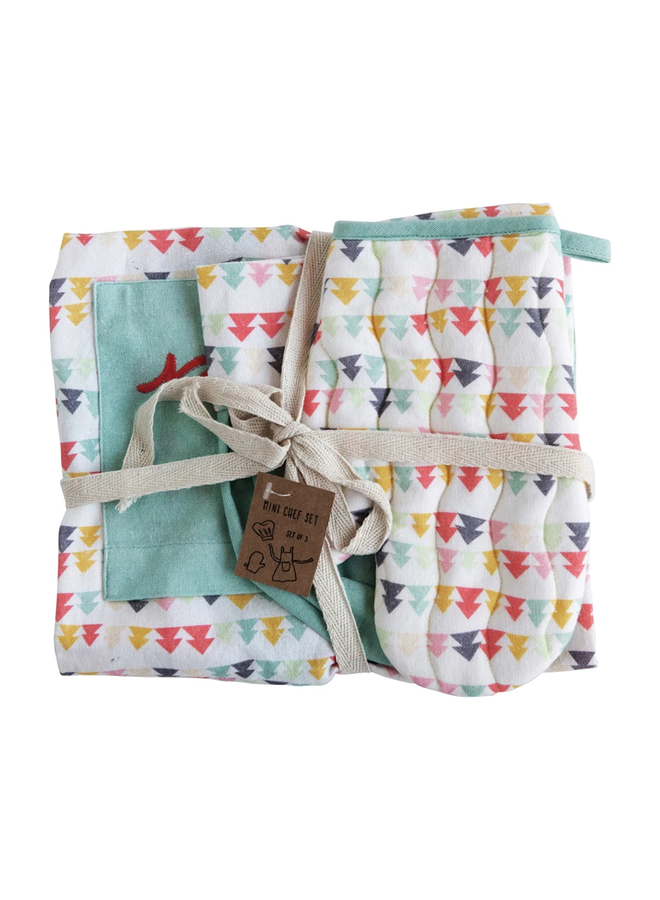 Child Apron Set with Colorful Tree Print
