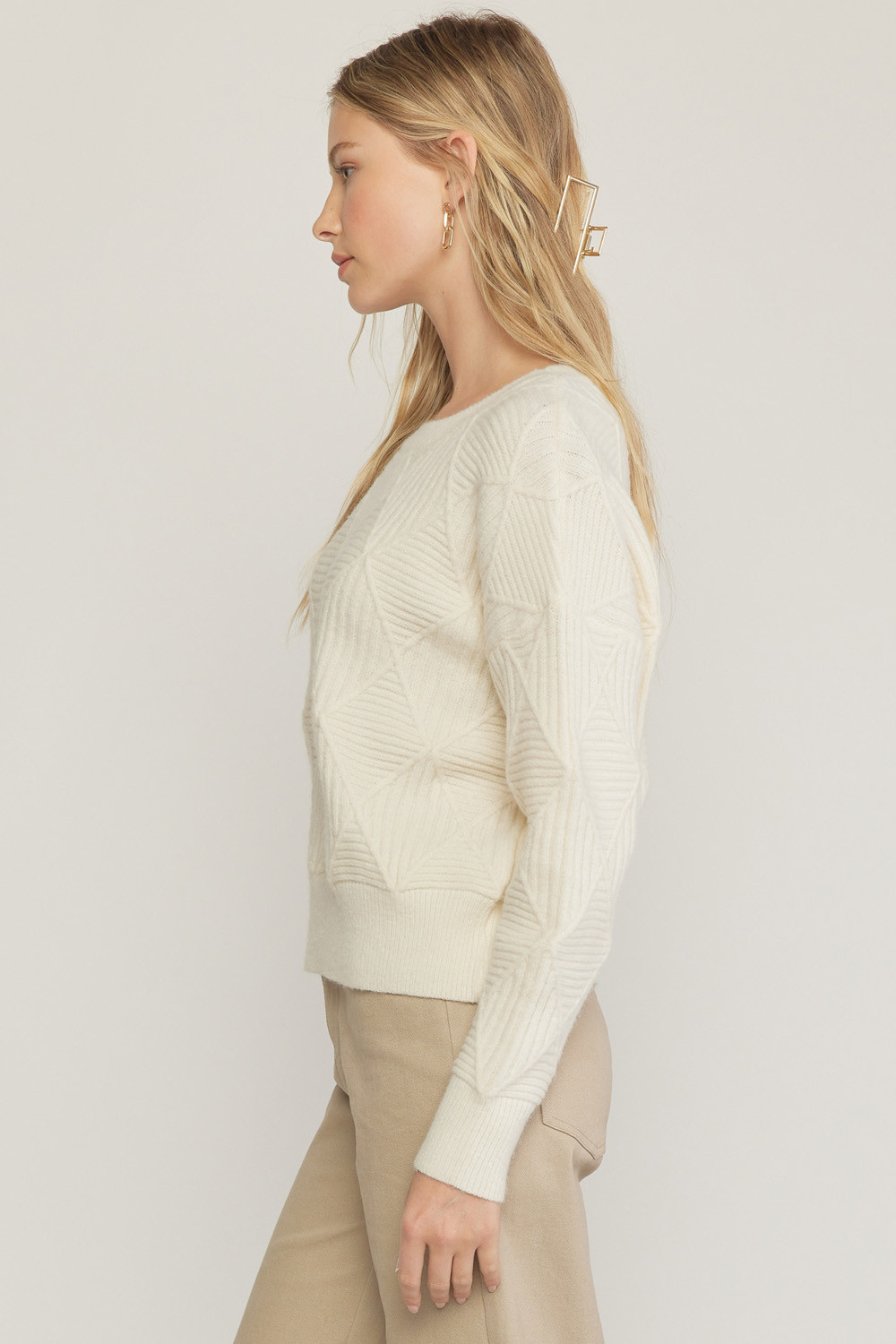 Diamond Woven Short Sleeve Sweater 