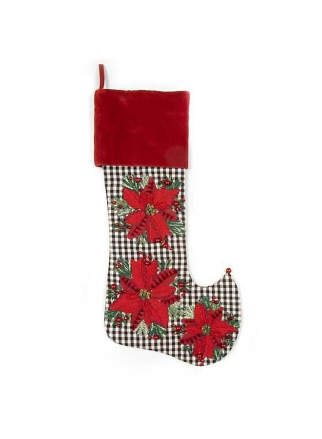 Gingham Poinsettia Stocking