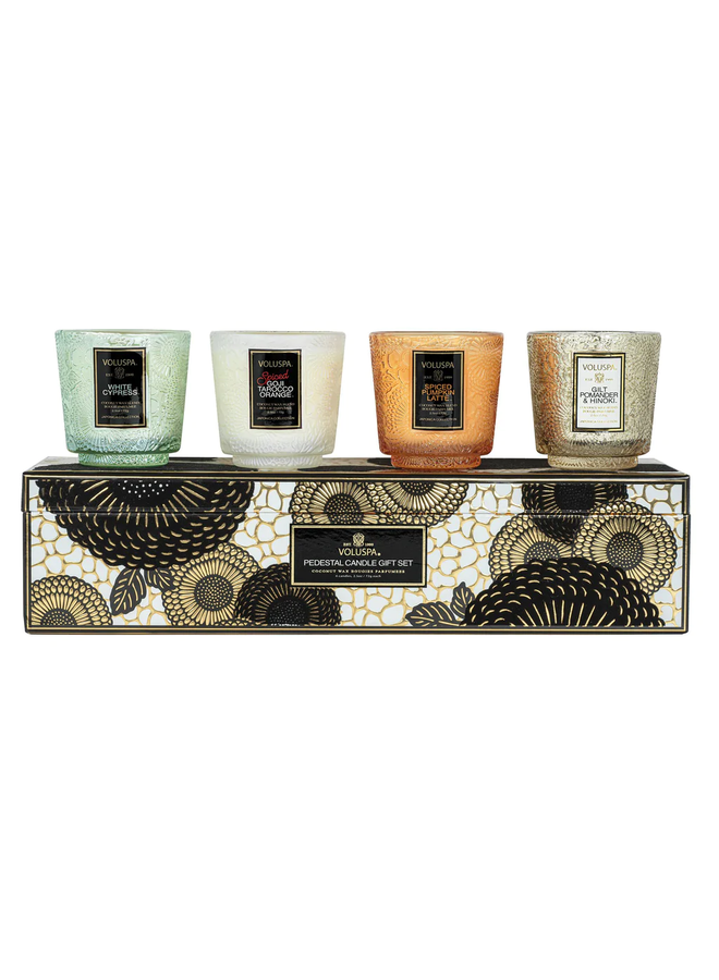 Pedestal Candle Gift Set ivory & birch