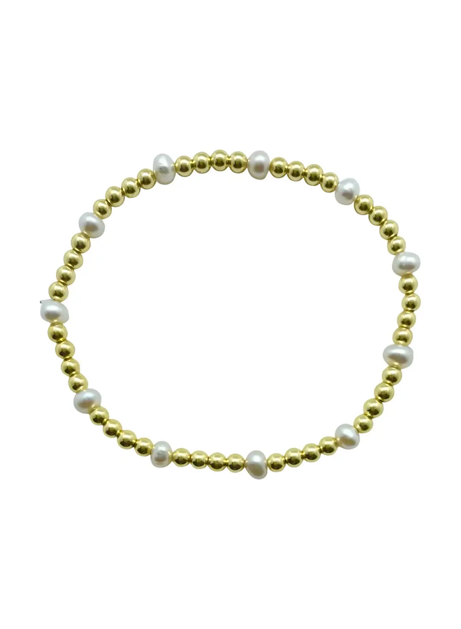 Juliet Pearl & Gold Ball Bracelet