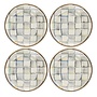 Sterling Check Enamel Appetizer Plates - Set of 4