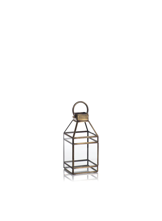 Medici Antique Brass Lantern - 12"