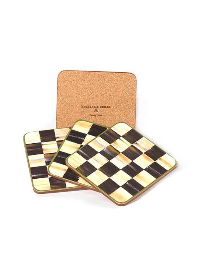 Courtly Check Cork Back Coasters - Set of 4