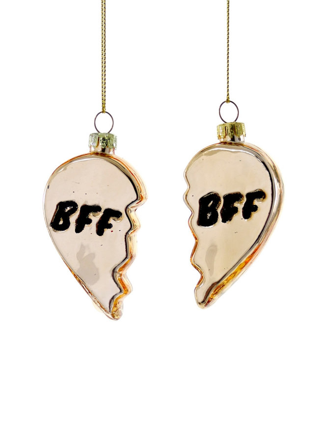 BFF Heart Set of 2 Ornament - Gold