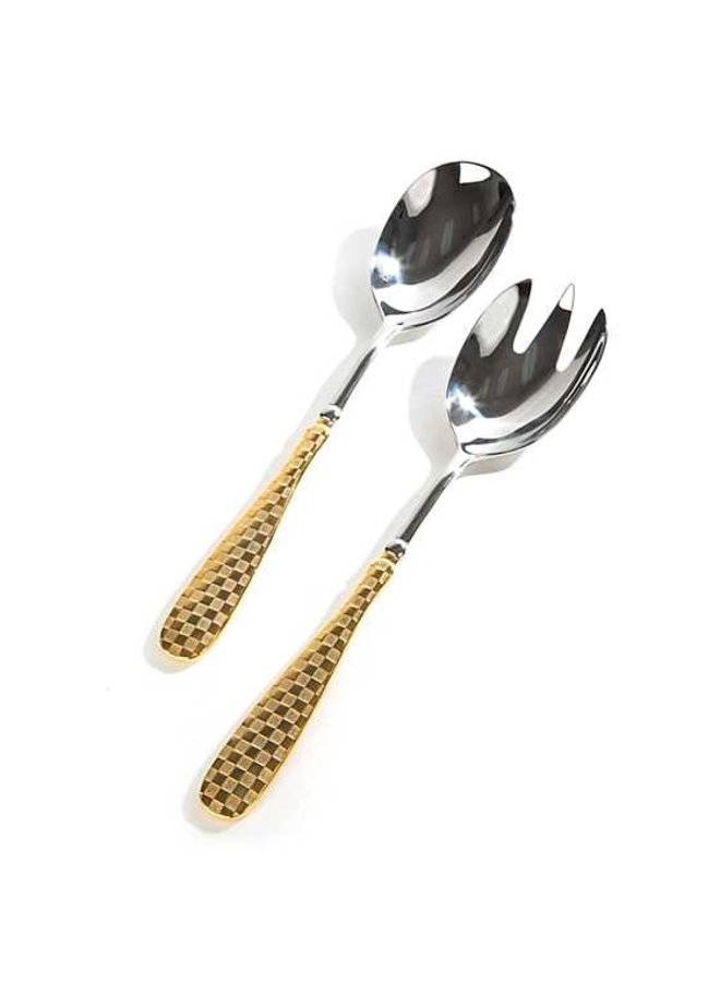 Check Salad Serving Set - Gold