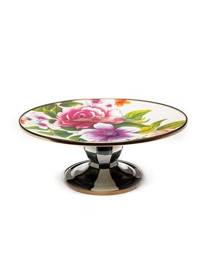 Flower Market Mini Pedestal Platter - White