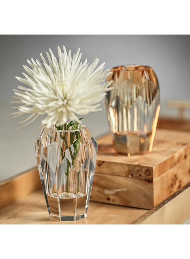 Veniza Cut Crystal Vase - Amber