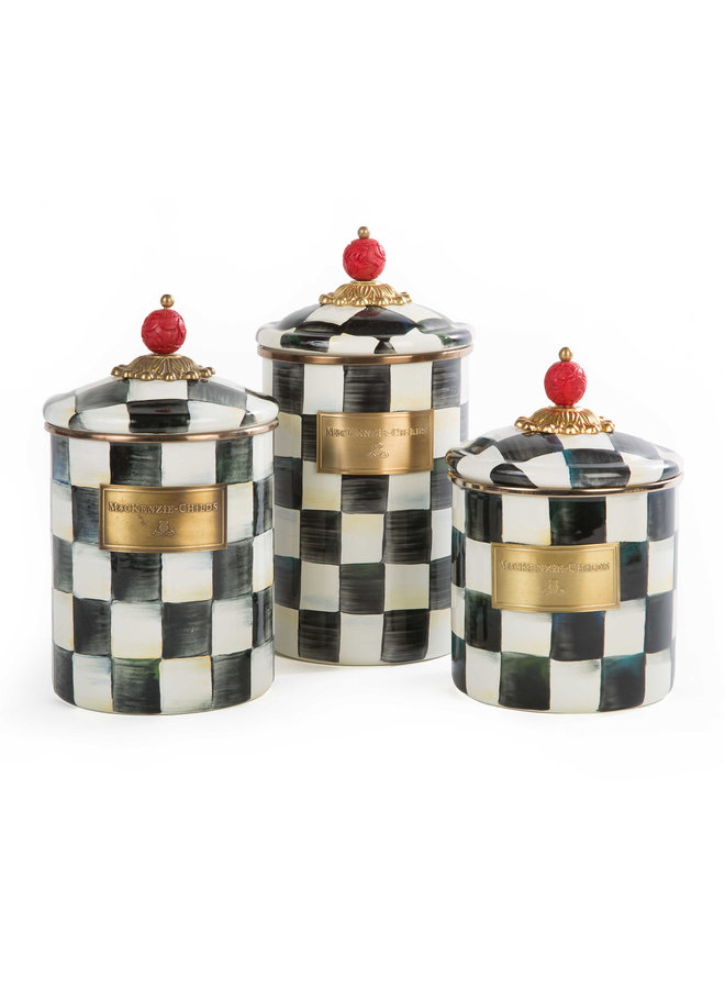 Courtly Check Enamel Canister - Large