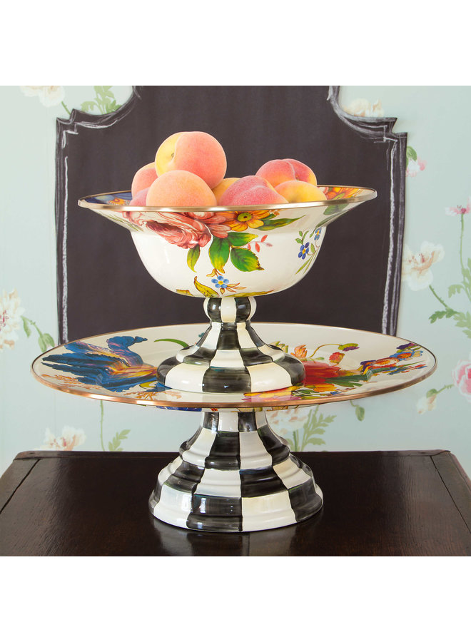 Flower Market Pedestal Platter - White