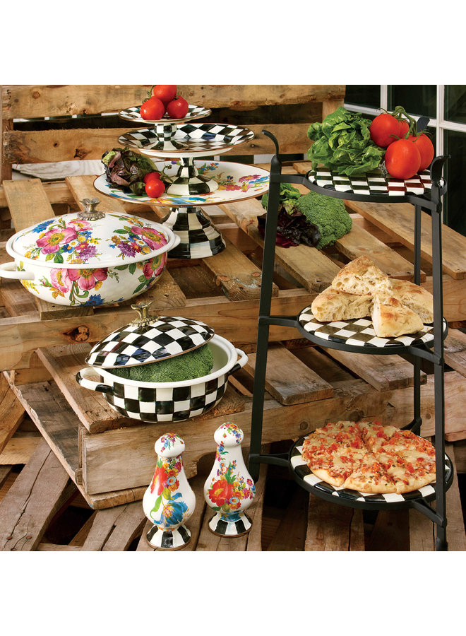 Flower Market Pedestal Platter - White