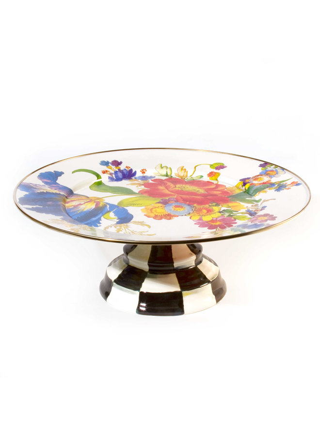 Flower Market Pedestal Platter - White