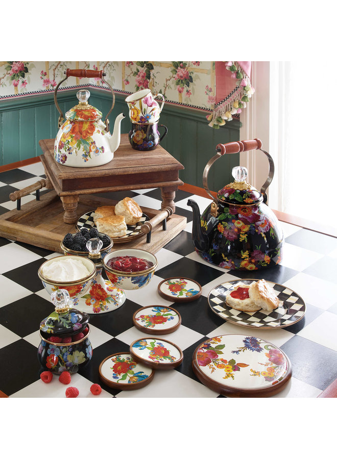 White Flower Market 2 Quart Tea Kettle