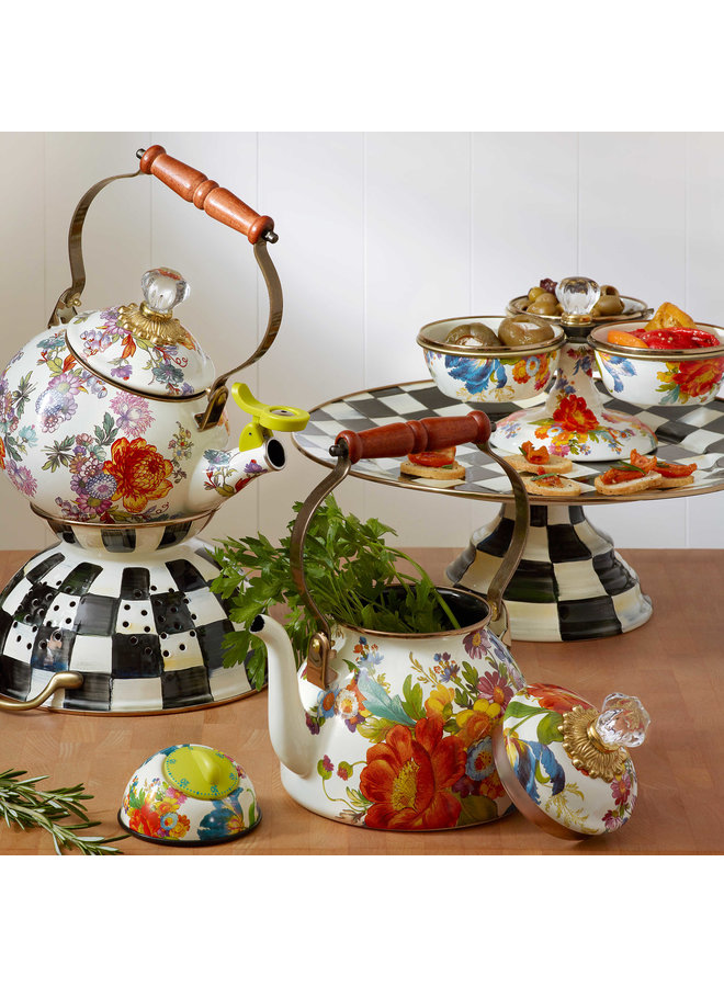 White Flower Market 2 Quart Tea Kettle