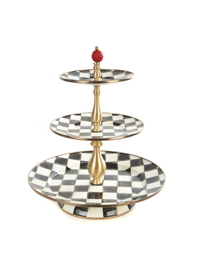 Courtly Check Enamel Three Tier Sweet Stand