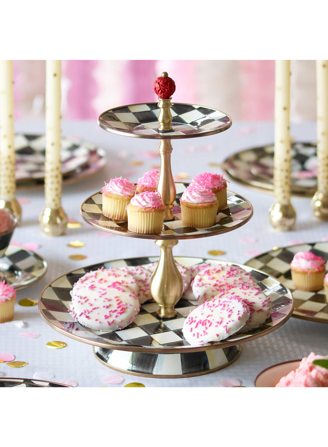 Courtly Check Enamel Three Tier Sweet Stand