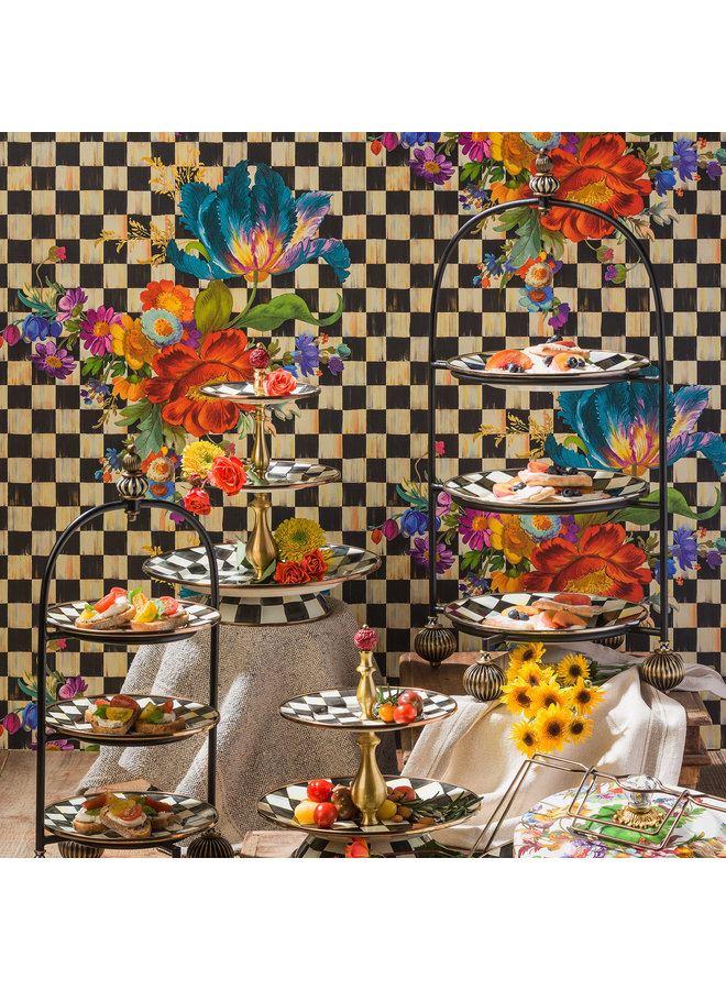 Courtly Check Enamel Three Tier Sweet Stand