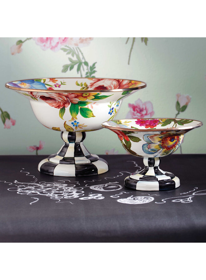 Flower Market Large Compote- White