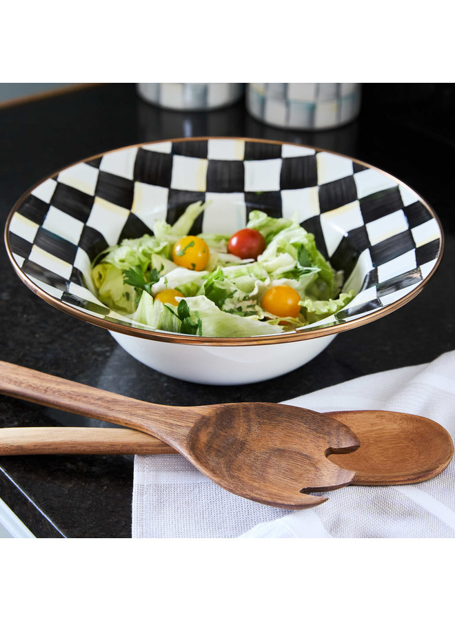 Courtly Check Salad Serving Set (Bowl/Wooden Servers)