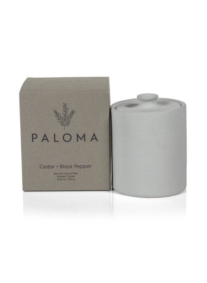 Paloma Scented Candle - Cedar + Black Pepper