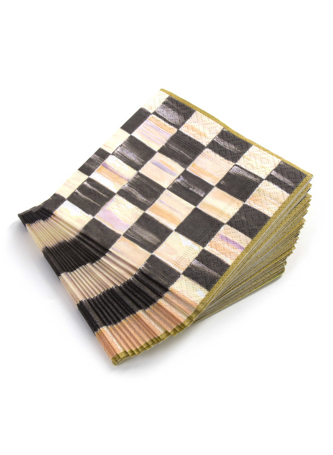 Courtly Check Cocktail Napkins-Gold