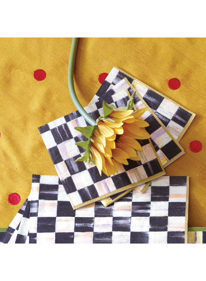 Courtly Check Cocktail Napkins-Gold
