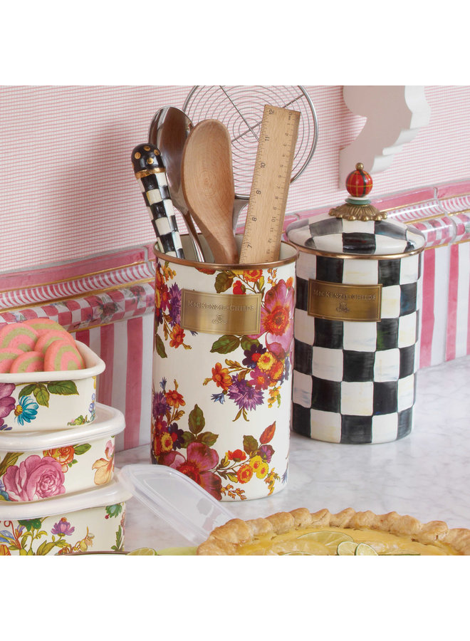 White Flower Market Utensil Holder