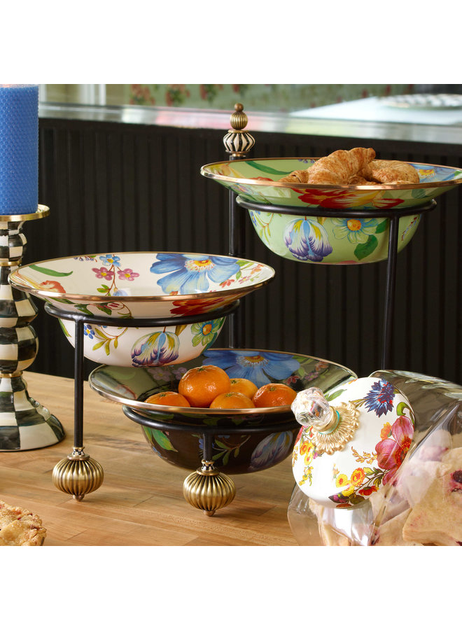 White Flower Market Serving Bowl