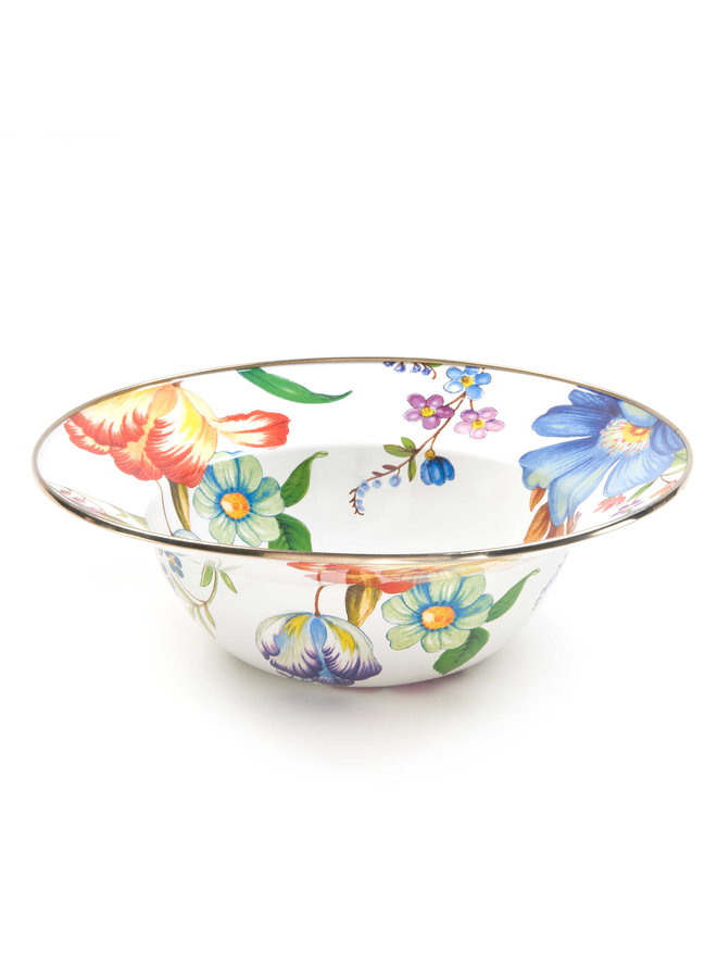 White Flower Market Serving Bowl