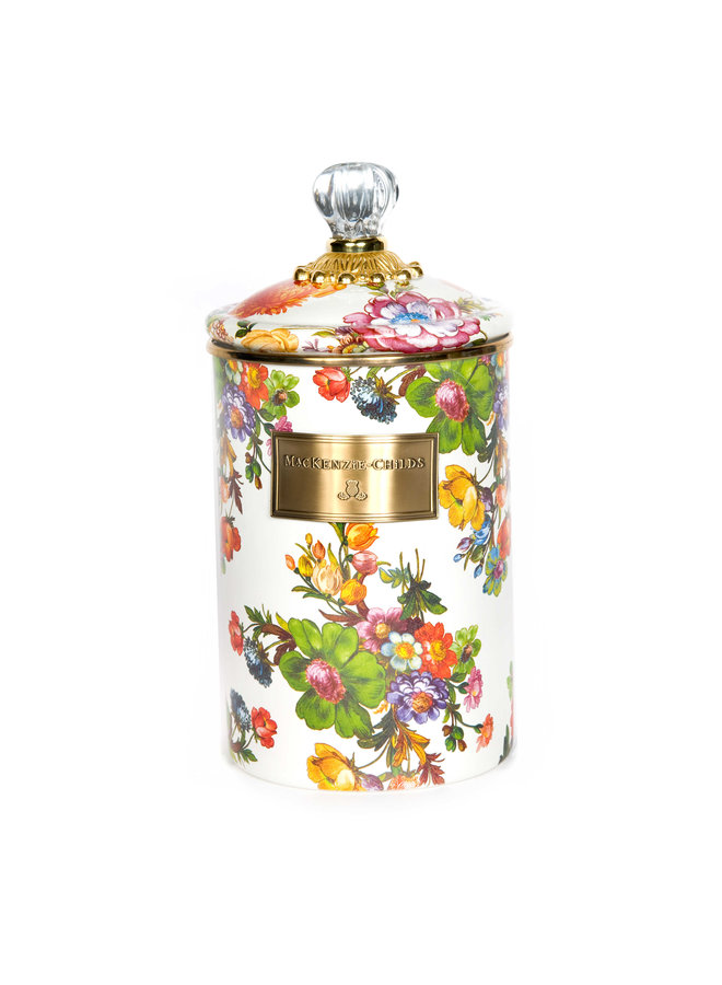 White Flower Market Large Canister