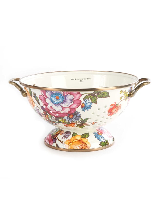 White Flower Market Large Colander