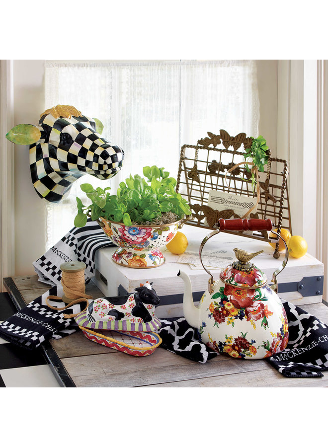 White Flower Market Large Colander