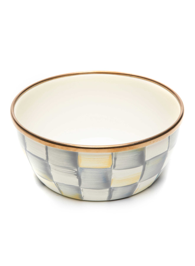 Sterling Check Enamel Pinch Bowl