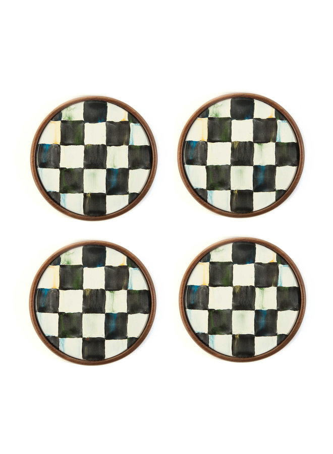Courtly Check Enamel Coasters - Set of 4